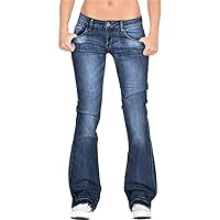 Andongnywell Women's Juniors High Bell Bottoms Jeans Flare Jeans Boho Solid Hippie Wide Leg Denim Flared Bell Bottom Pants