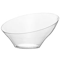 Blue Sky Angled Serving Bowl (1 Pc.) Large - Elegant Clear Plastic Bowl, Perfect Snack Bowl And Salad Bowl for Birthday, Wedding, Themed Party & Other Events