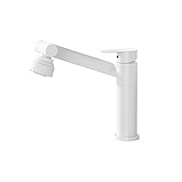 Bathroom Sink Faucet 360 Swivel White Single Hole 2 Functions Multifunction 360-Degree Rotating Bathroom Sink Faucets, White