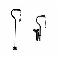 Medline Offset Folding Cane, 4-Point Base with Cushioned Gel Handle, Supports up to 350 lbs, Black