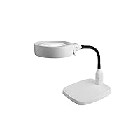 10X Lighted Desktop Magnifier Lens & Sturdy Stand - Hands Free Adjustable Design with 6 Bright LEDs - Illuminated Tabletop