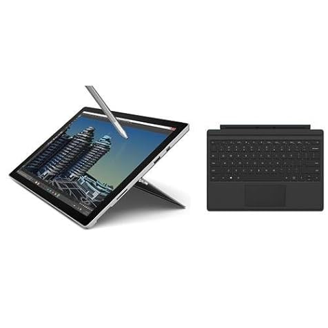 Microsoft Surface Pro 4 Tablet, 12.3in, Intel Core i5, 8GB RAM, 256GB SSD, Windows 10, Silver Black (Renewed)