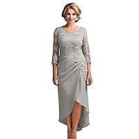 SERYO Mother of The Bride Dresses Plus Size Formal Mother of The Bride Dresses High Low Silver US2