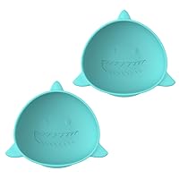 melii Silicone Suction Bowls for Babies and Toddlers, Shark, 10.1 oz - 2 Pack, 100% Food Grade Silicone, Animal Shaped, BPA Free, Dishwasher & Microwave Safe