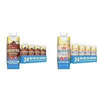 Carnation Breakfast Essentials Ready-to-Drink, 8 FL OZ Cartons, Classic French Vanilla (Pack of 24) + Rich Milk Chocolate with Fiber (Pack of 24)
