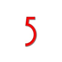 House Number 5 AVENIDA Art Deco Door Numbers in 3 Sizes (15, 20, 25cm / 5.9, 7.8, 9.8in) Modern Floating House Number Acrylic incl. Fixings, Colour:Red, Size:15cm / 5.9'' / 150mm