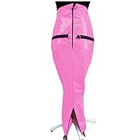 Shiny PVC Sissy Lockable Bondage Hobble Ankle Length Skirts Crossdressing Patent Leather High Waist Restricted Skirt Erotic
