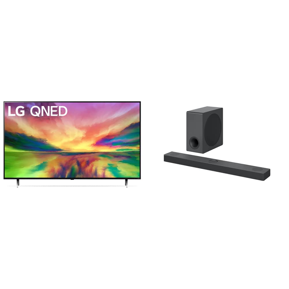 LG QNED80 Series 75-Inch Class QNED Mini LED Smart TV 4K Processor Smart Flat Screen TV for Gaming, 2023 S80QY 3.1.3ch Sound bar with Center Up-Firing, Black