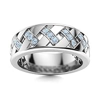 2 CT Round Shape Simulated Gemstone Cross Wedding Engagement Ring In 14K White Gold Plated 925 Sterling Silver Gift for Mens