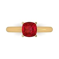 Clara Pucci 1.55 ct Cushion Cut Solitaire Genuine Pink Tourmaline 4-Prong Stunning Classic Statement Ring 14k Yellow Gold for Women