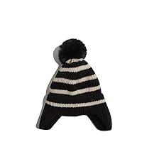 Baby Hat Winter Autumn Korean Striped Knitted Ear Protection Keep Warm Beanie Hats for Girls Boys with Pompom Ball Children