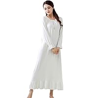 Women Young Lady Modal Long Sleeve Nightdress Soft Princess Nightgown Pajamas