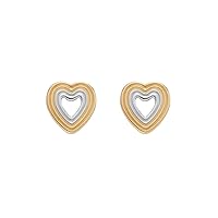 Skagen Women's Kariana Gold Tone Earrings With Crystal Accents, Two-Tone Hearts