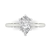 Clara Pucci 2.0 ct Pear Cut Solitaire Stunning Genuine Moissanite Engagement Wedding Bridal Promise Anniversary Ring in 14k White Gold