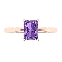 1.8 Radiant Cut Solitaire Genuine Simulated Alexandrite 4-Prong Stunning Classic Statement Ring 14k Rose Gold for Women
