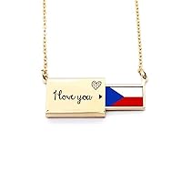 czech republic national flag eu country Letter Envelope Necklace Pendant Jewelry