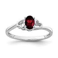 RKGEMSS Natural Red Garnet Oval Shape Silver Heart Ring, Stackable Ring, January Birthstone Ring, 925 Sterling Silver Ring, Valentine's Day Gift, Dainty Ring, Gift For Her
