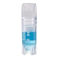 RingSeal Cryogenic Vials, 1.0ml, Sterile, Internal Threads, Self-Standing, Attached Screwcap with O-Ring Seal, Case of 500, Globe Scientific 3034-1