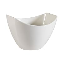 CAC China STU-B8 Studio 8-1/4-Inch by 8-1/4-Inch by 5-3/4-Inch 40-Ounce New Bone White Porcelain Bowl with Wavy Rim, Box of 24