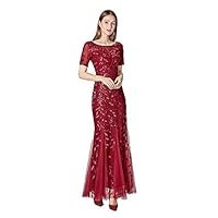 Unique Women Leaf Sequin Bridesmaid Wedding Guest Dress 7 Color Fishtail Bodycon Prom Fomal Dress