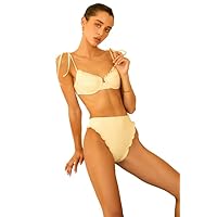Dippin' Daisy's Lucia Bikini Top for Women with Adjustable Tie Strap, Padded Push Up Bra with Ruffled Trim and S Hook Closure