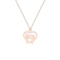 Fashion 2 Kids Kiss Love Heart Necklace Initial Letter Custom Pendant Jewelry