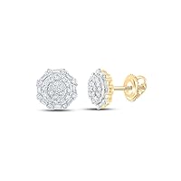 10kt Yellow or White Gold Mens Baguette Diamond Octagon Cluster Earrings 5/8 Cttw Fine Jewelry For Him