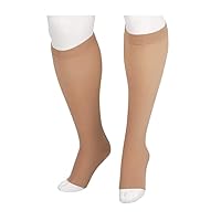 Juzo 2001 20-30mmhg Knee High Compression Open Toe Sock With Silicone Top Band, Black, 4 (IV) Regular