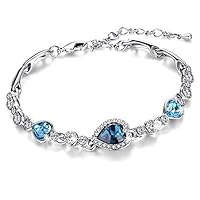 Aleafa Armlet Presents Silver, Blue Crystal Strand Bracelet for Women #Aport-888