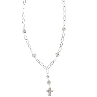 18kt white gold necklace 750/1000 with white zirconia balls and cross pendant