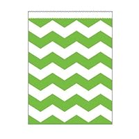 Club Pack of 120 Fresh Lime Green and White Chevron Striped Large Decorative Paper Party Treat Bags 8.75
