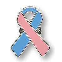 1 Pink & Blue Awareness Jewelry-Quality Enamel Ribbon Pin With Clutch Clasp Pin - Show Your Support For Birth Defects, Infant Loss, Pregnancy Loss, SIDS, Miscarriage Awareness