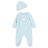 Little Me baby-boys 100% Cotton Scratch Free Tag 2-piece SleeperFootie and Cap Set