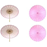 Koyal Wholesale 32-Inch Pink Paper Parasol In Bulk 48-Pack Oriental Umbrella for Wedding, Party Favors, Summer Shade