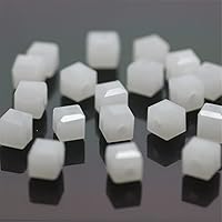 480pcs Cube 4mm Glass Beads for Jewelry Making Faceted Square Shape Crystal Spacer Beads Assortments for Bracelet Necklace DIY Loose Beads (Solid White)