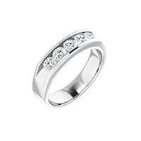 Platinum 1.00 Ct Diamond Round Channel Set Wedding Band for Men