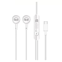 MONSTER GM01 Gaming Earbuds USB-C Wired Headphones - Built-in Microphone & Volume Control with USB-C Cable Connection, Extra Earbud Tips Included, Compatible with USB Type-C Port Devices, White