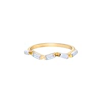 YoTreasure 0.53 Ct. Rainbow Moonstone 14K Yellow Gold Stackable Band Ring Jewelry