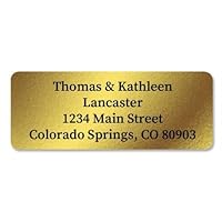 Gold Foil Personalized Return Address Labels- Set of 144, Large Self-Adhesive, Flat-Sheet Labels by Colorful Images