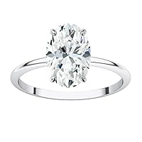 Siyaa Gems 2.50 CT Oval Cut Colorless Moissanite Engagement Ring Wedding Birdal Ring Diamond Ring Anniversary Solitaire Halo Promise Antique Gold Silver Ring Gift