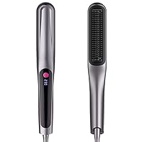 Ionic Hair Straightener Comb - Hair Straightening Brush & Iron with Nano Titanium Coating for Even Heat, 10 Temperature Settings & LED Screen, Professional Hair Tools for Styling