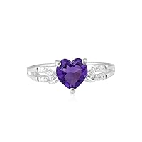 Natural Purple Amethyst Heart Shape Dainty Ring In 925 Sterling Silver, 925 Stamp Jewelry, Gift For Women and Girls