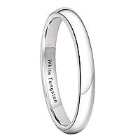 3mm 4mm 5mm 6mm 7mm 8mm 10mm White Tungsten Rings for Men Women Engagement Wedding Bands Domed Polished Comfort Fit