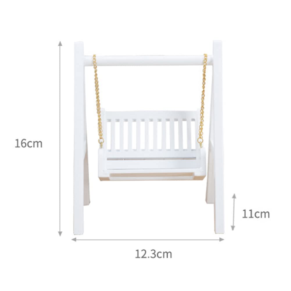 AZURAOKEY 1/12 Dolls House Furniture Mini Wooden Porch Simulation Small Swing Seat Ornaments Dollhouse Decorative Toys for Model Lovers Dollhouse Garden Decoration