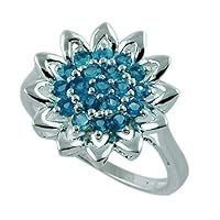 Neon Apatite Round Shape Natural Non-Treated Gemstone 925 Sterling Silver Ring Engagement Jewelry for Women & Men