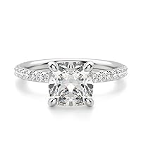 Moissanite Rings for Women, 1.0 CT Moissanite Engagement Rings, Colorless VVS1 Clarity Brilliant Cushion Cut, White Gold S925 Sterling Silver Ring for Wedding, Promise, Anniversary and Bridal Gift