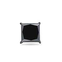Princess Black Diamond Men's Stud Earring AA Quality in 14K White Blackened Gold Available in Small to Large Sizes