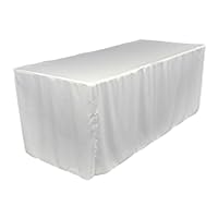 6-Feet Long Fitted Table DJ Jacket Cover for Trade Show - Thick/Heavy Duty/Durable Fabric - White Color (TD-JKT-WHT-6FT)