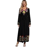 Embroidered Dresses for Women Traditional Bohemian Long Dress
