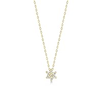 Diamond Flower Necklace for Women | 14k Real Gold Flower Necklaces | 14k Gold Daisy Flower Pendant Necklace | Dainty Pave Diamond Jewelry | Gifts for Birthday, 18